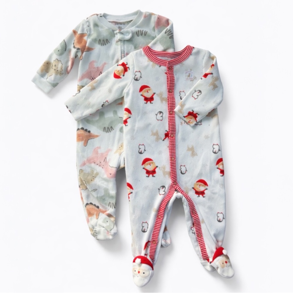 Carter’s Baby Santa & Animal Footie Pajamas Size 6M Holiday Set